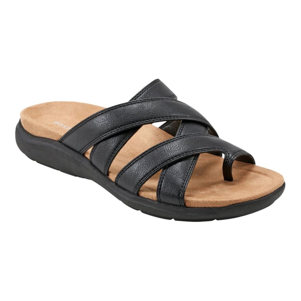 Easy Spirit Women's Westly Strappy Slip On Sandals Black Size 8 W